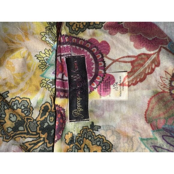 Appropriate Behavior Top Women Large 12/14 Paisley Short Sleeve Blouse Boho - Picture 6 of 7
